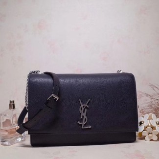 입생로랑 그레인드 가죽 소재의 미디엄 선셋 백 515823 블랙