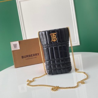 버버리 마이크로 퀼팅 램스킨 롤라버킷백 80450421 블랙