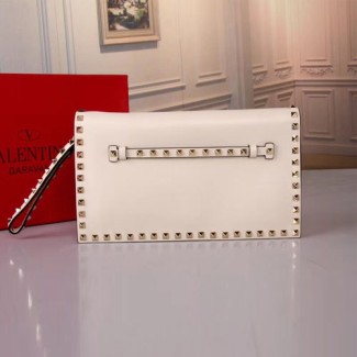 발렌티노 락스터드 미듐 클러치백 PW0B0399 화이트 금장