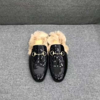 구찌 남성용 프린스타운 가죽 슬리퍼 397647 에나멜 블랙