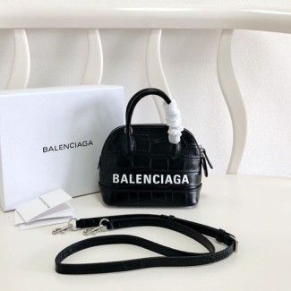 발렌시아가 빌 탑 핸들 백 XXS 550646 악어무늬 블랙